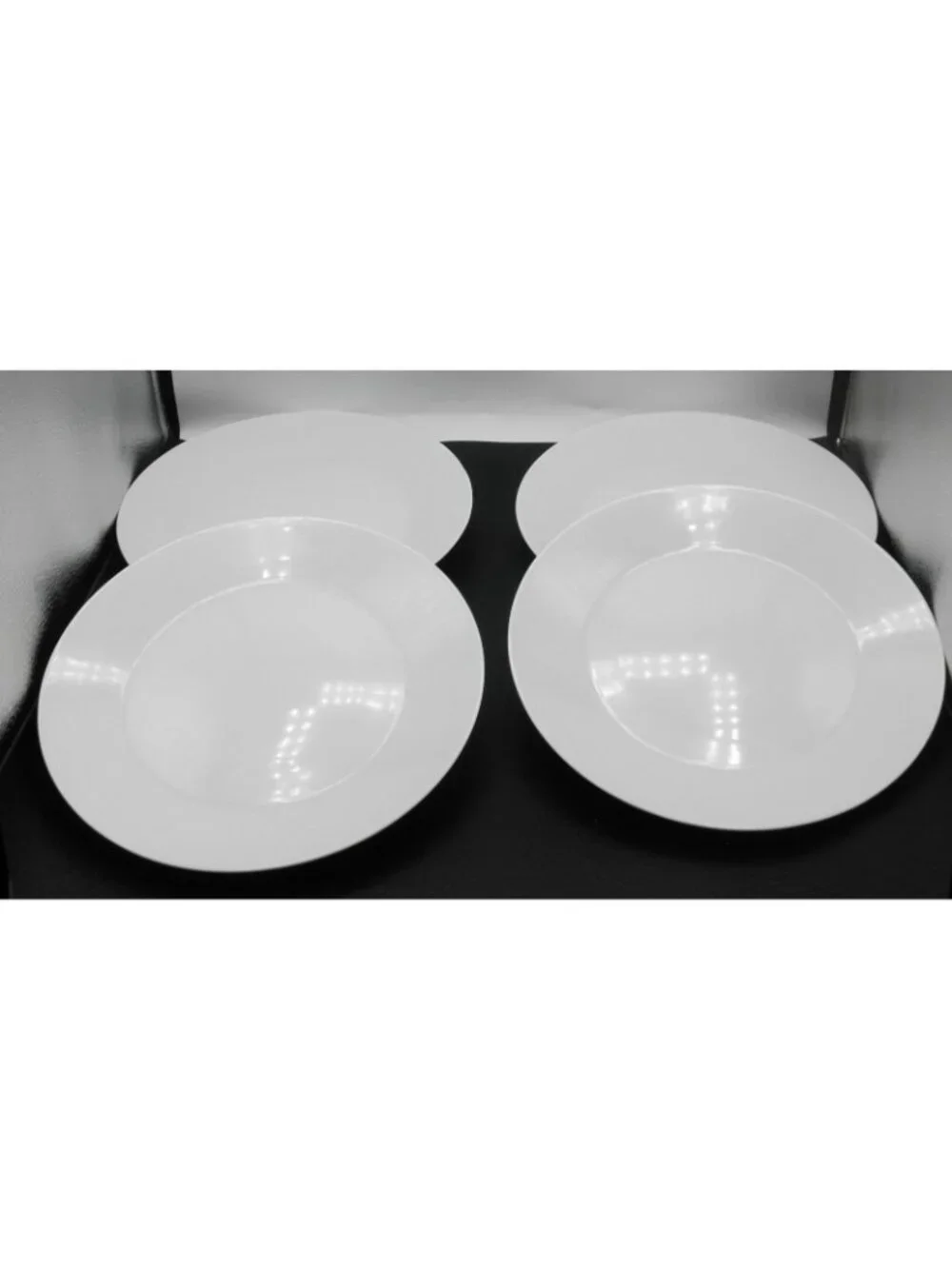 IKEA 17208 White Dinner Plates Set of 4 Made in Turkey 10.25 Inches Slanted Rim